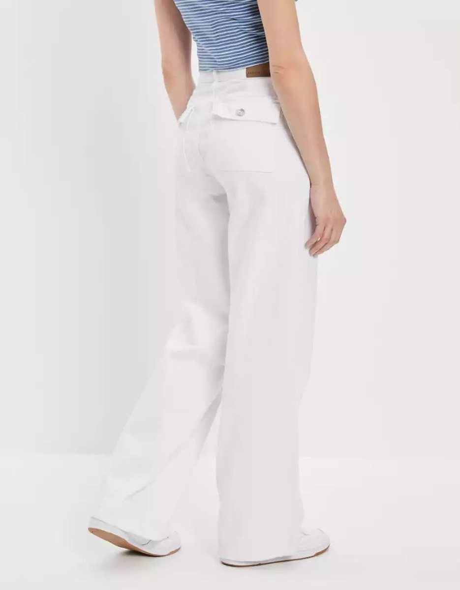 Jean American Eagle AE Stretch Super High-Waisted Baggy Larges-Leg Pant Blanche Femme | BUC-13557720